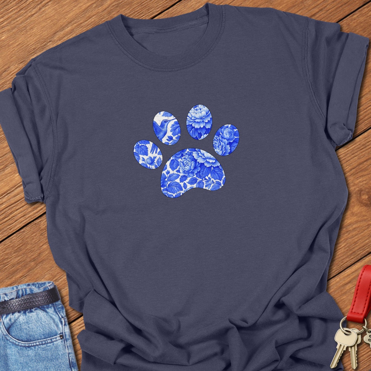 Blue Frenchie Paw T Shirt