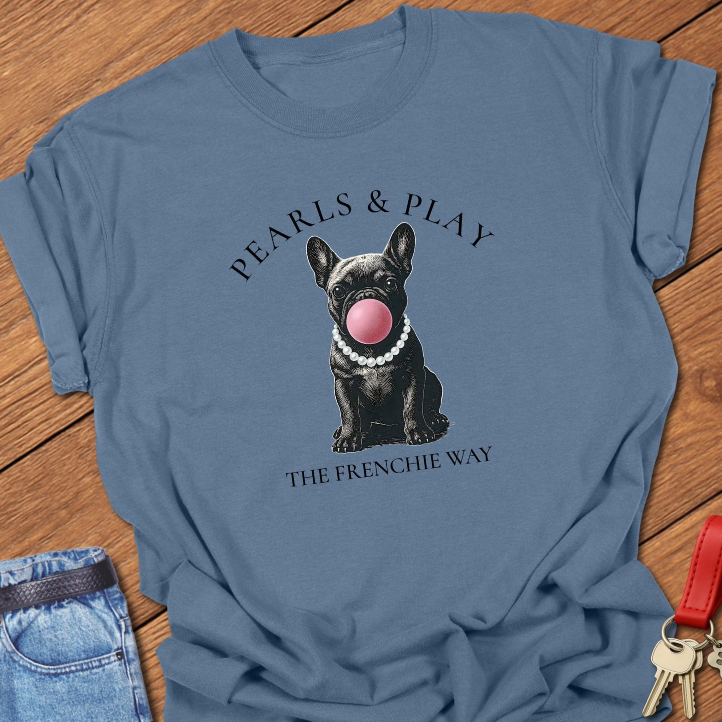 Frenchie Pearls T Shirt #2