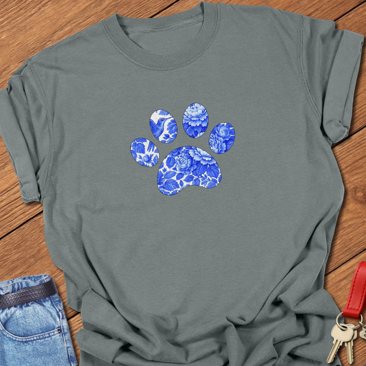 Blue Frenchie Paw T Shirt