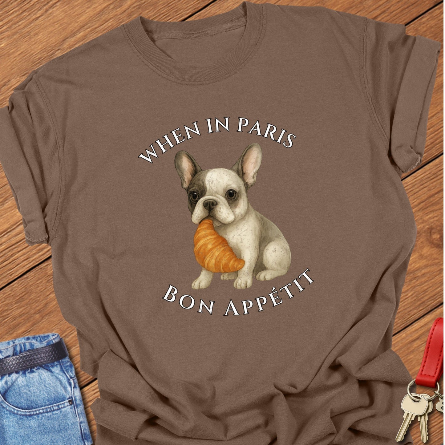 Frenchie Croissant T Shirt