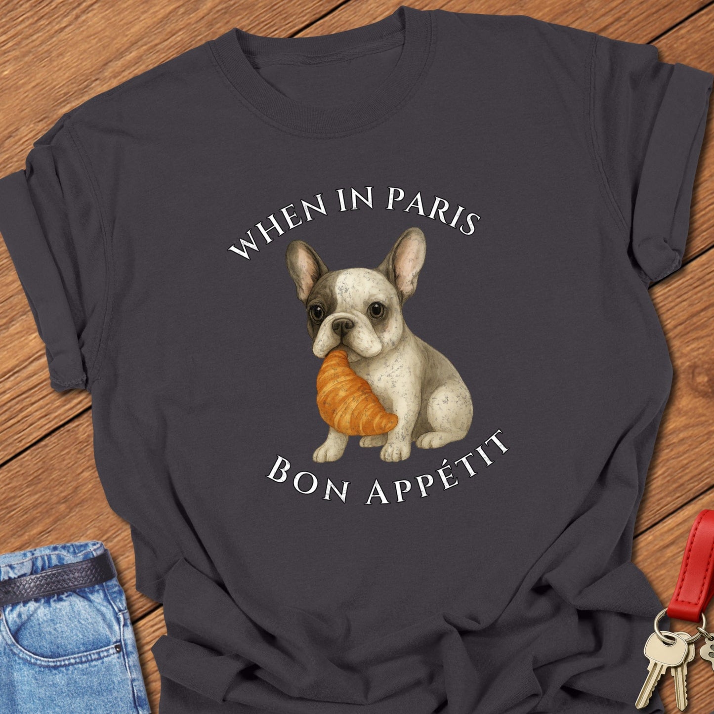 Frenchie Croissant T Shirt
