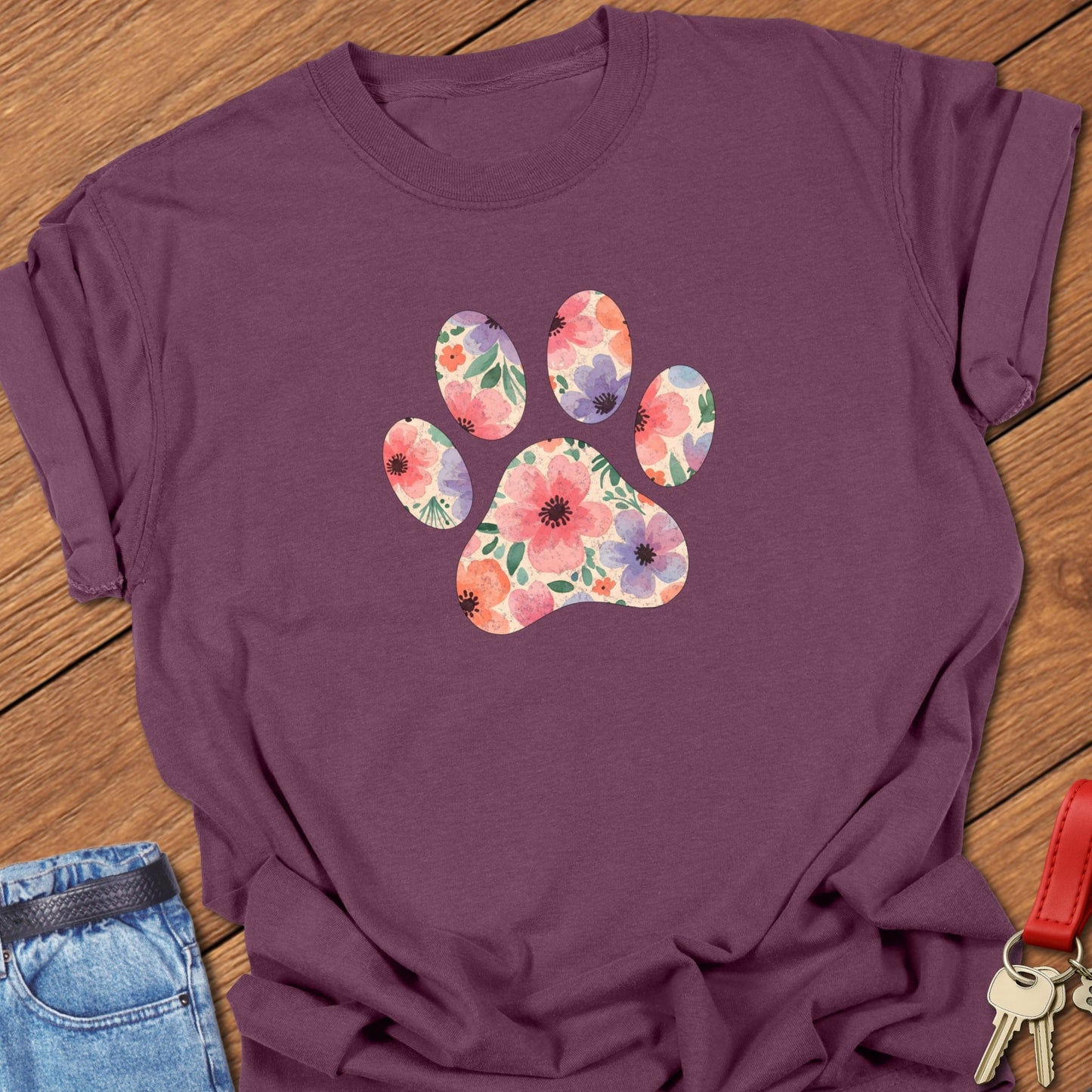 Frenchie Flower Paw T Shirt