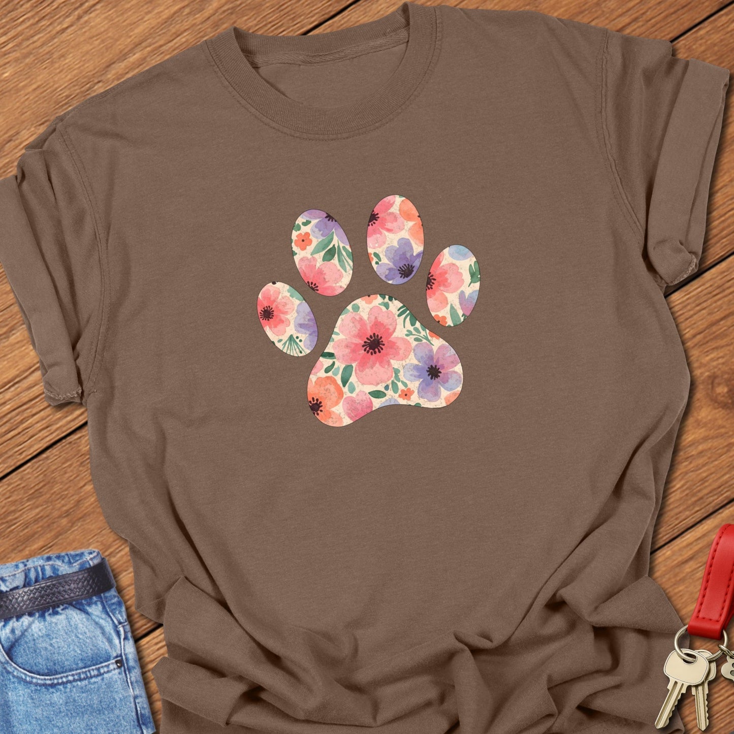 Frenchie Flower Paw T Shirt