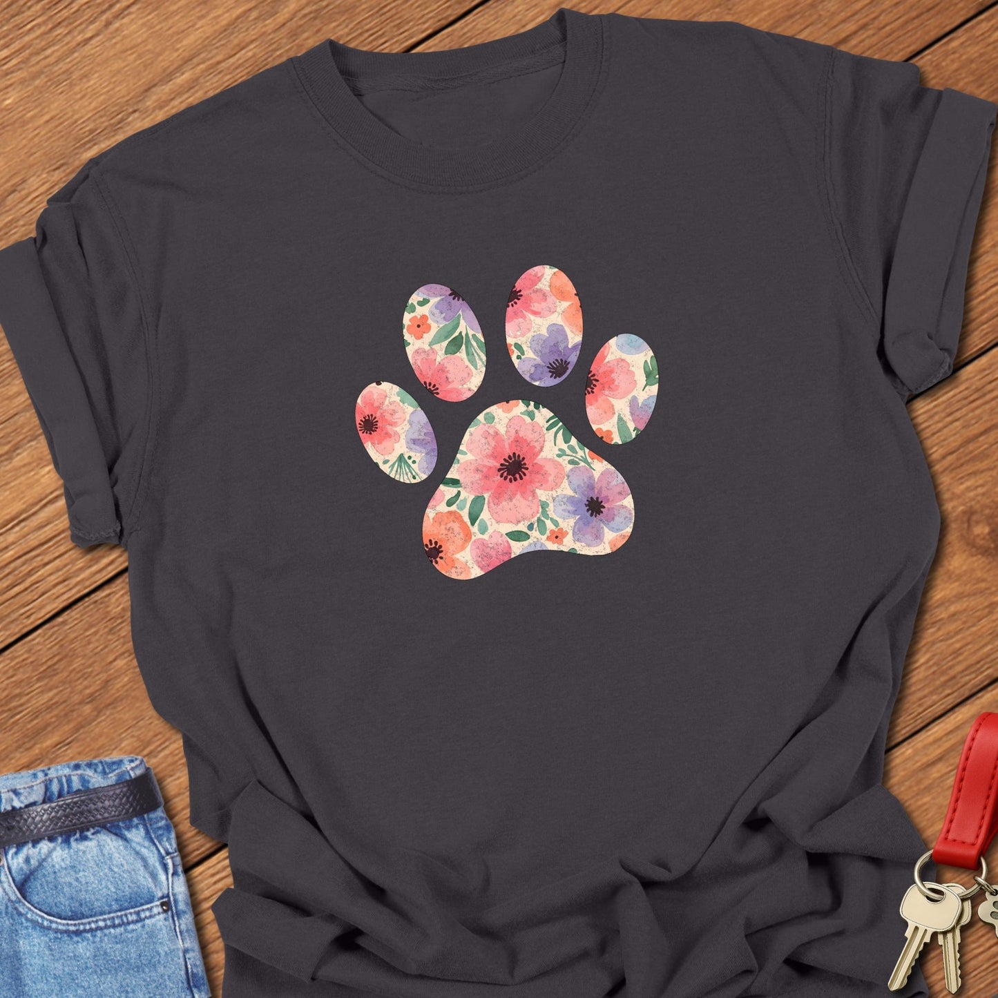 Frenchie Flower Paw T Shirt