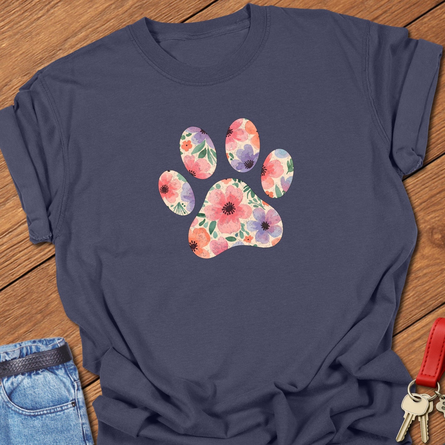 Frenchie Flower Paw T Shirt