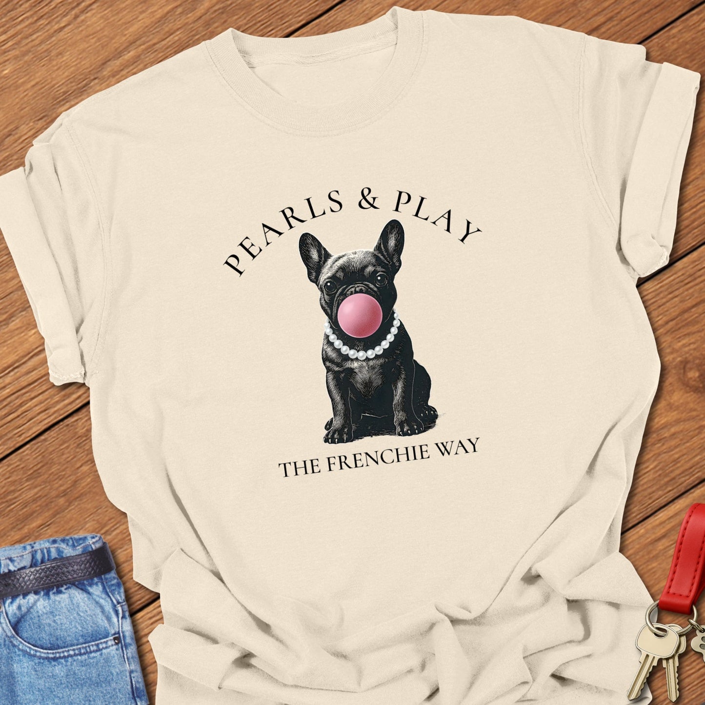 Frenchie Pearls T Shirt #2